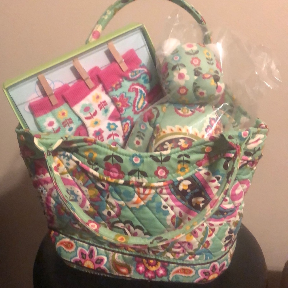 Vera Bradley Purse•Matching Teddy Bear•Baby Socks